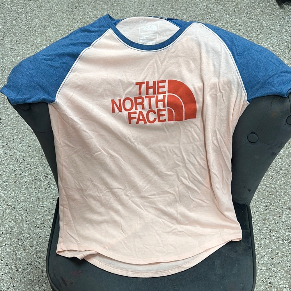 The North Face Peach and Blue Short Sleeve Tee